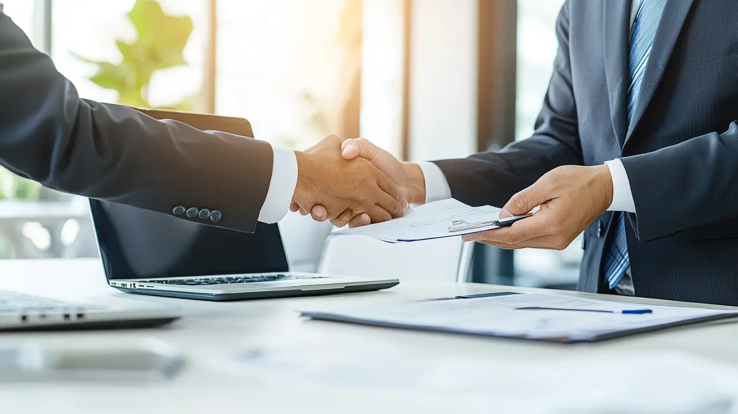 Two people shaking hands over 360 recruitment.